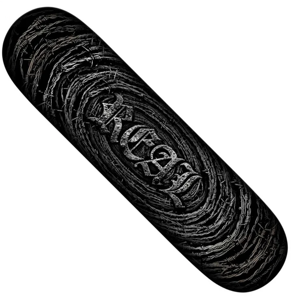 Real Barbed Wire Oval Skateboard Deck Black Silver 8.12x14.25Wb