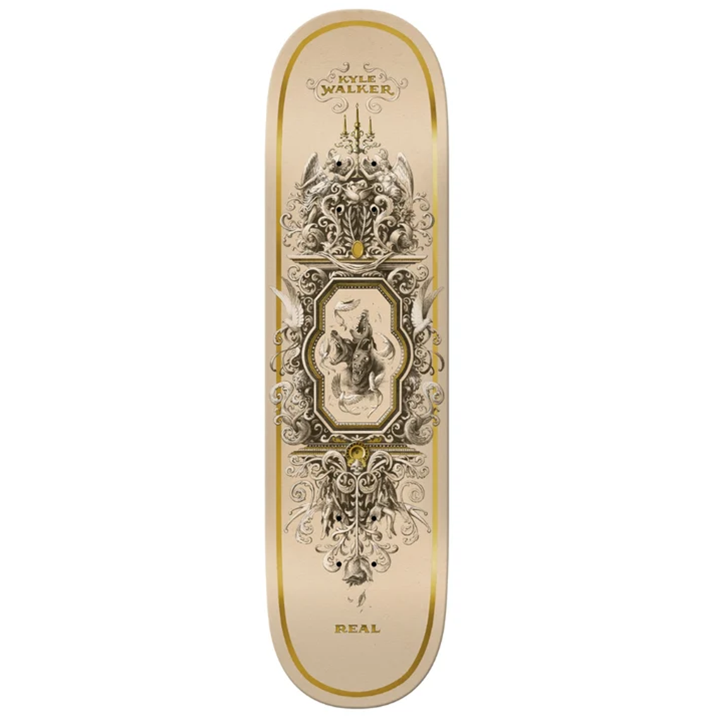 Real Kyle Cerberus TF Skateboard Deck Tan Gold 8.25x13.8Wb