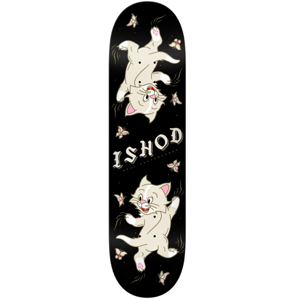 Real Ishod Kitten Scratch Twin Tail Skateboard Deck Black 8.5x14.5WB