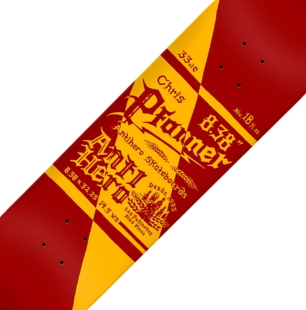 Anti Hero Pfanner Mas Refresco Skateboard Deck Red Yellow 8.3x14.5WB