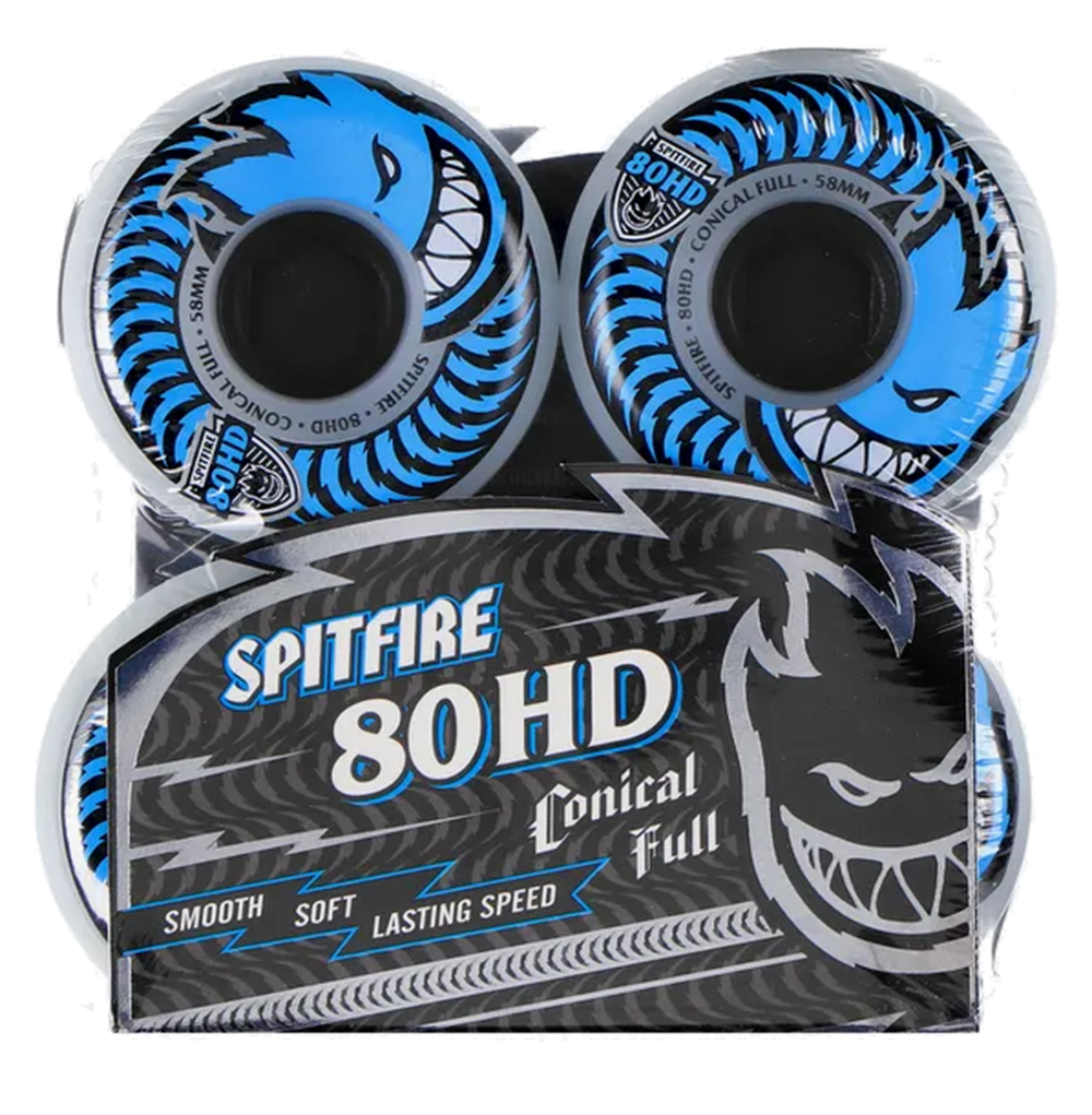 Spitfire 80HD Conical Full Wheels Set Clear Blue 58mm