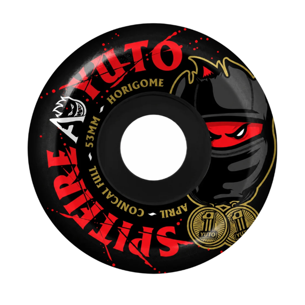Spitfire x April Yuto Con Full Wheels Set Black Red 53/99d