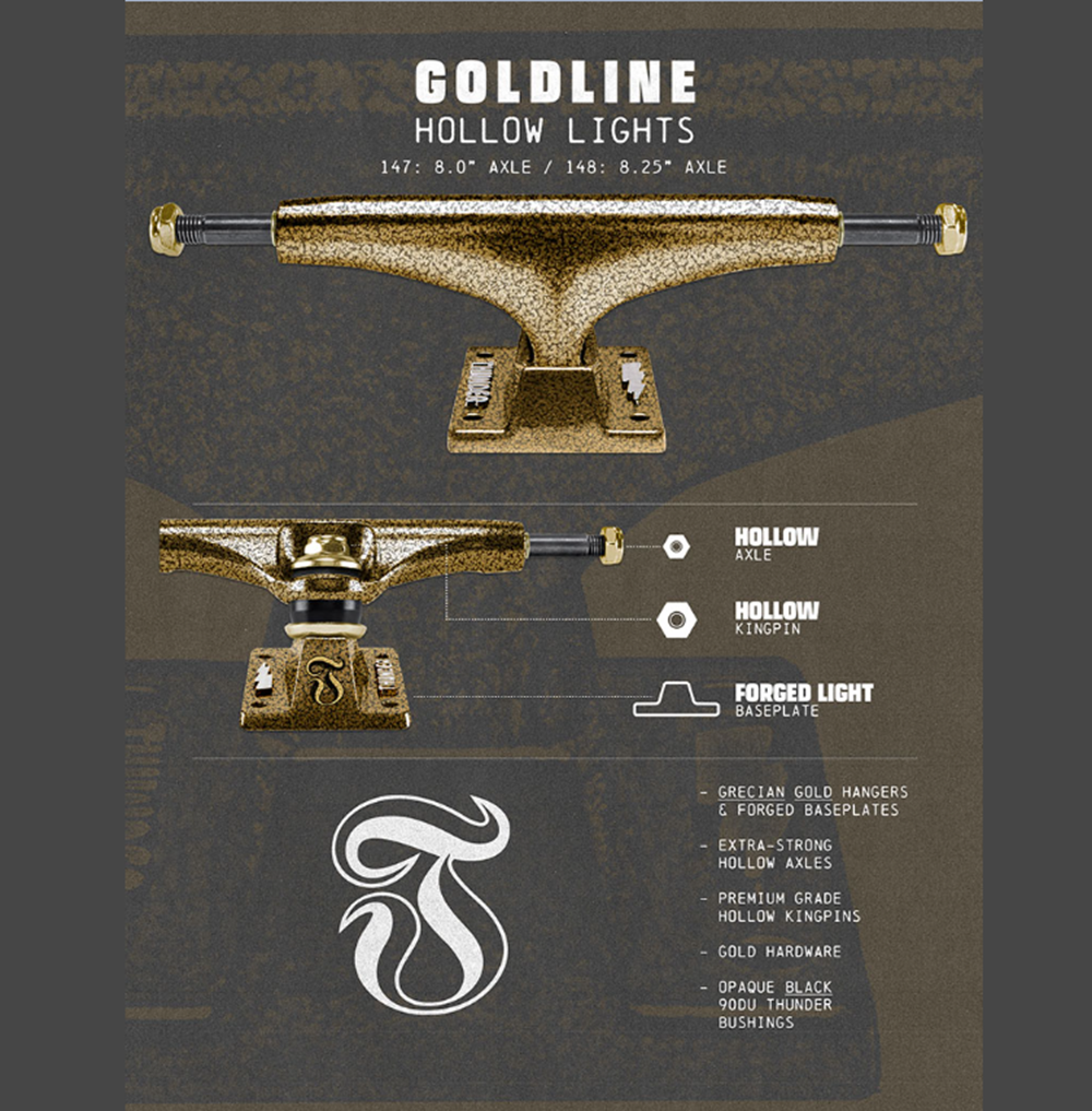 Thunder Hollow Lights Goldline Trucks Gold 147 Set