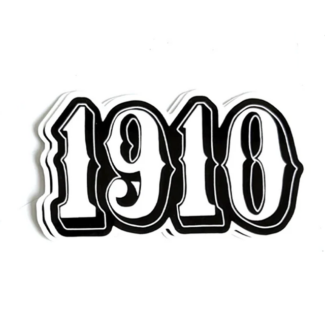 1910 Logo Sticker White Black 8inch