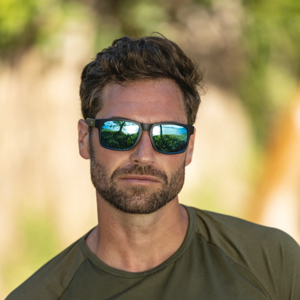 Abaco Dockside Polarized Matte Black Carribean Blue Mirror