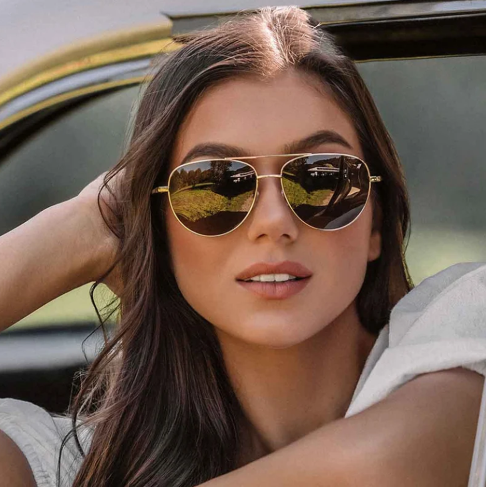Carve Solana Sunglasses Gold Metal Brown Polarized