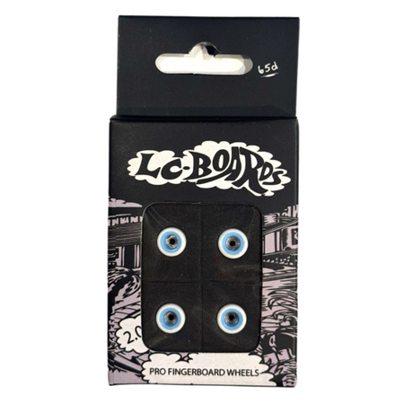 LC Dual Core Urethane Fingerboard Pro Wheels White Blue 8mm 65D