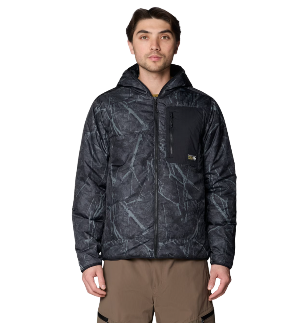 Mountain Hardwear Apres Pro Insulated Hood Jacket Mens Shark Print Black M