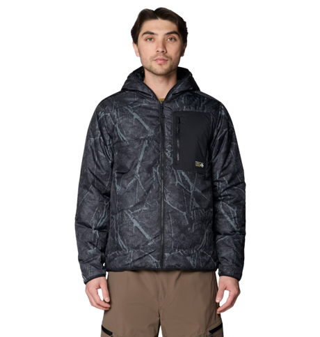 Mountain Hardwear Apres Pro Insulated Hood Jacket Mens Shark Print Black M