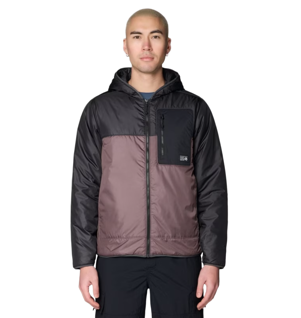 Mountain Hardwear Apres Pro Insulated Hood Jacket Mens Purple Sage Shark M