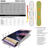 Never Summer Proto Type 3 Womens Snowboard 2627 Black Purple 145