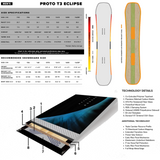 Never Summer Proto T3 Eclipse Snowboard 2627 Black Blue 161 Wide