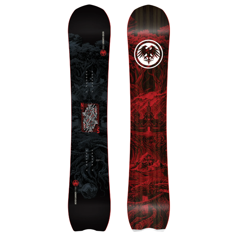 Never Summer VTwin Snowboard 2627 Black Red 159 Wide
