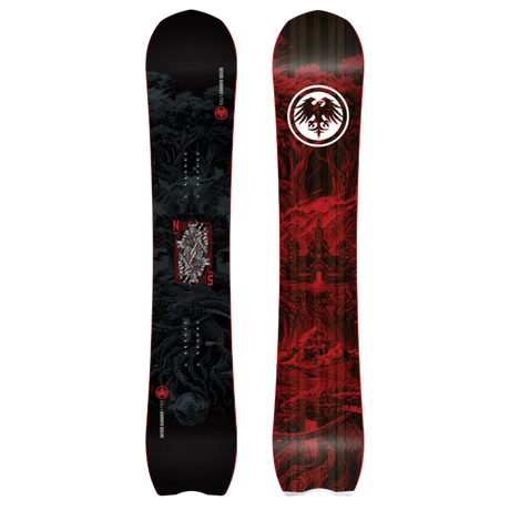 Never Summer VTwin Snowboard 2027 Black Red 159 Wide