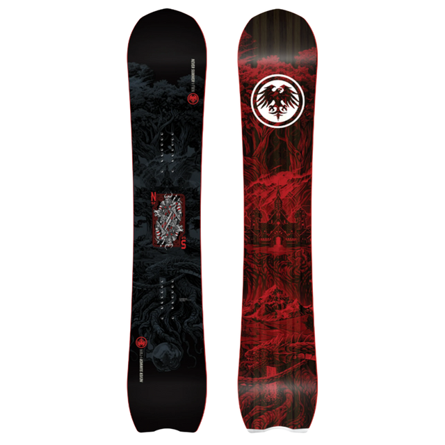Never Summer VTwin Snowboard 2627 Black Red 159 Wide
