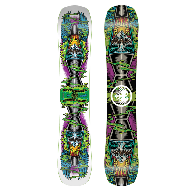 Never Summer Llama Snowboard 2627 White Purple Green 156