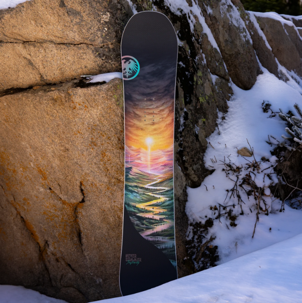 Never Summer Infinity Womens Snowboard 2628 Black Orange 148
