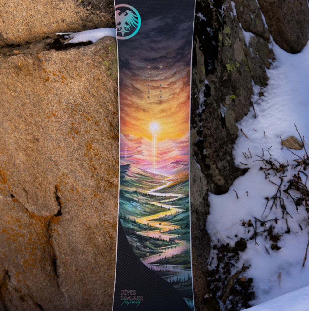 Never Summer Infinity Womens Snowboard 2628 Black Orange 148