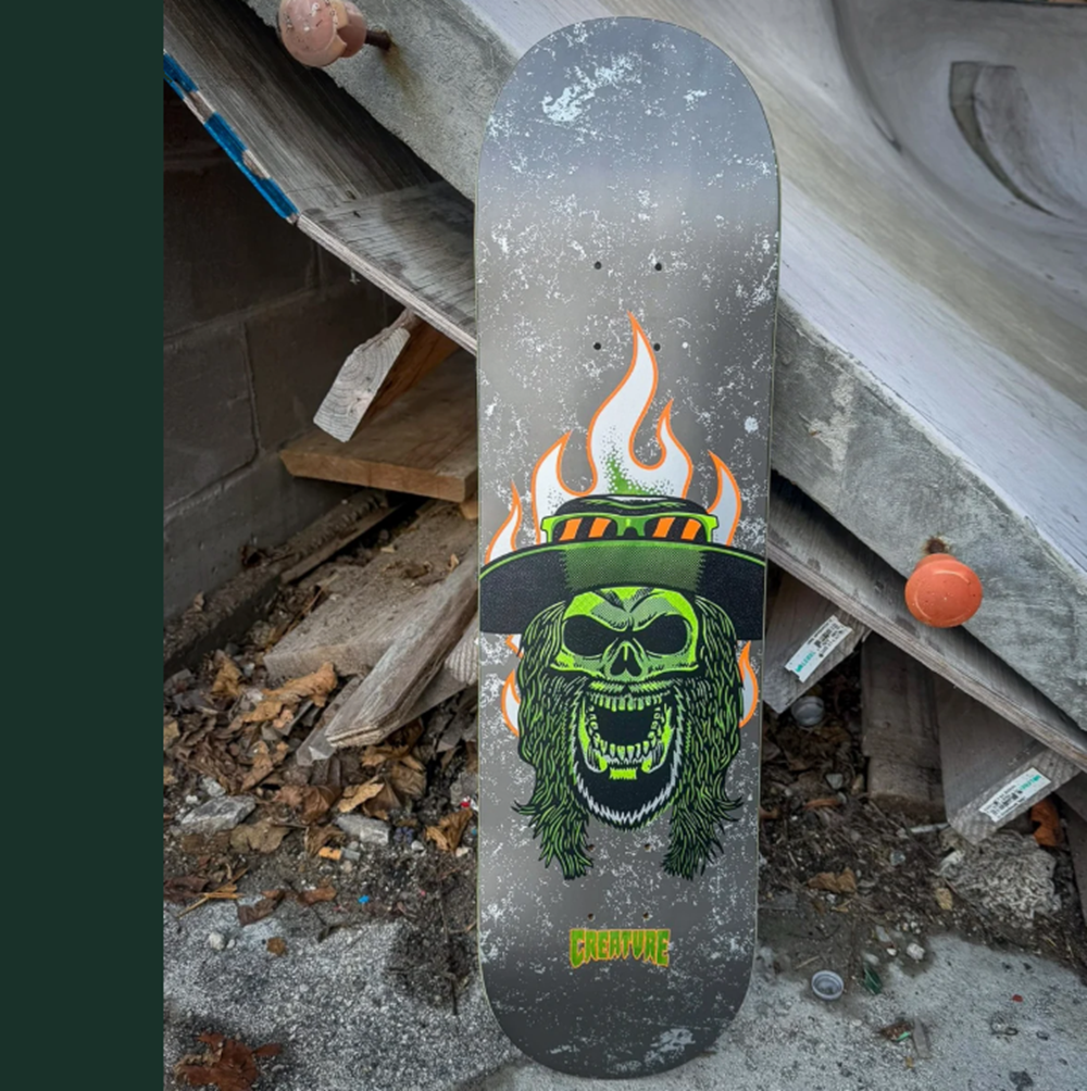 Creature Lockwood Bonehead Skateboard Deck Gray Green 8.25x14.3WB