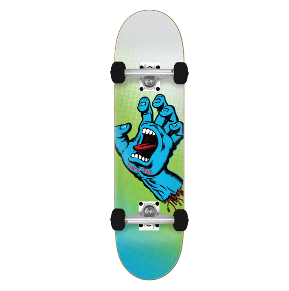 Santa Cruz Screaming Hand Fade Skateboard Complete White Green 8.0