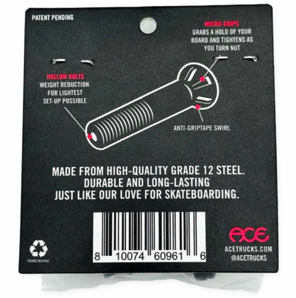 Ace Skateboard Hardware Black 1" Allen