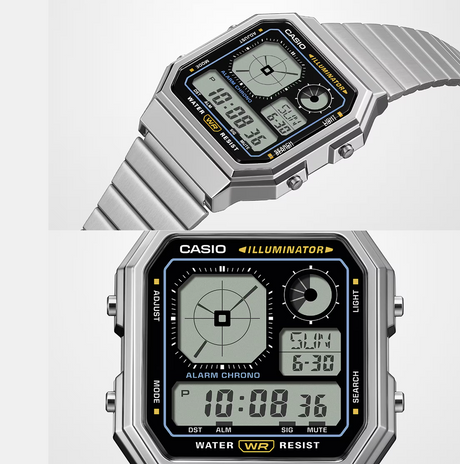 Casio A130WE-1A Watch Silver Black