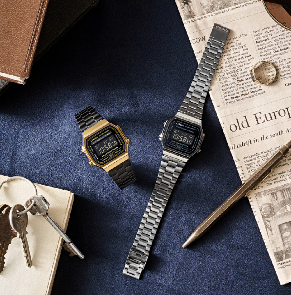 Casio A168WGG-1BVT Watch Silver Black