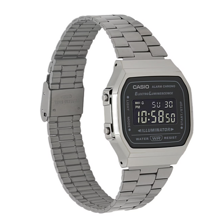 Casio A168WGG-1BVT Watch Silver Black
