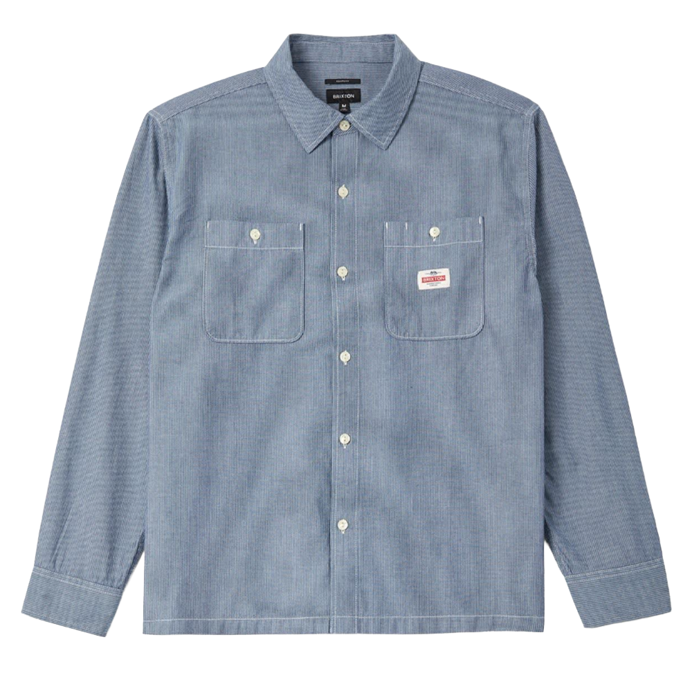Brixton Trademark Longsleeve Shirt Blue Stripe M