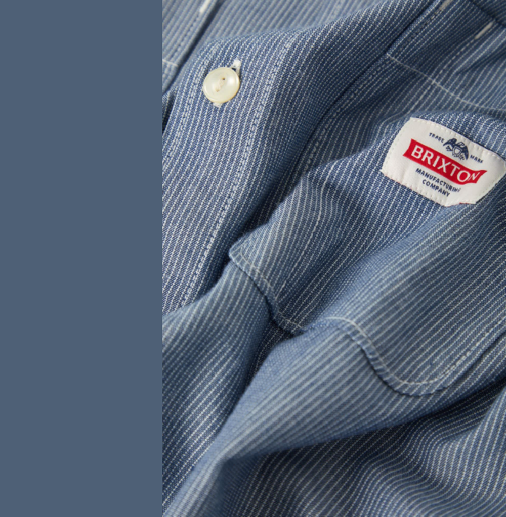 Brixton Trademark Longsleeve Shirt Blue Stripe