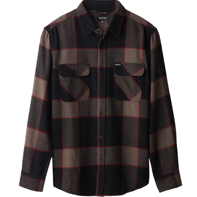 Brixton Bowery Flannel Grey Charcoal