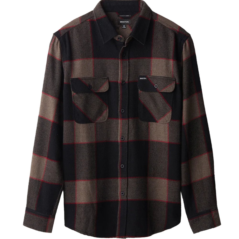 Brixton Bowery Flannel Grey Charcoal M