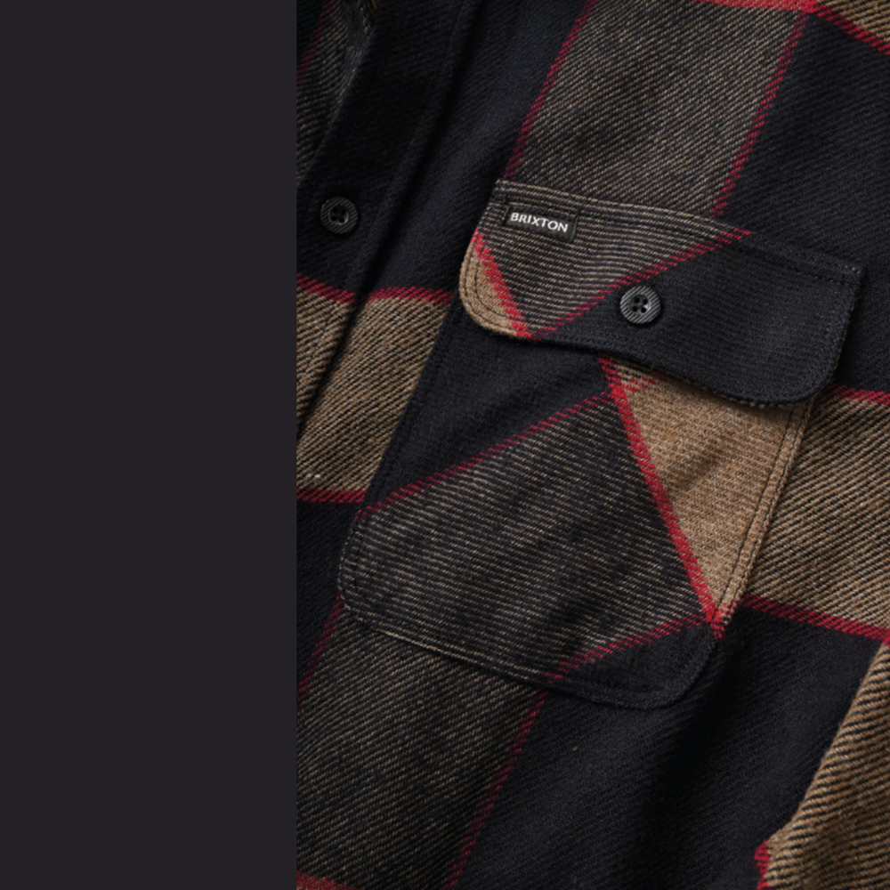 Brixton Bowery Flannel Grey Charcoal