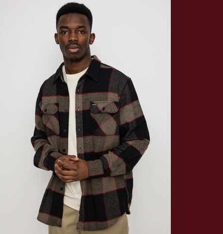 Brixton Bowery Flannel Grey Charcoal
