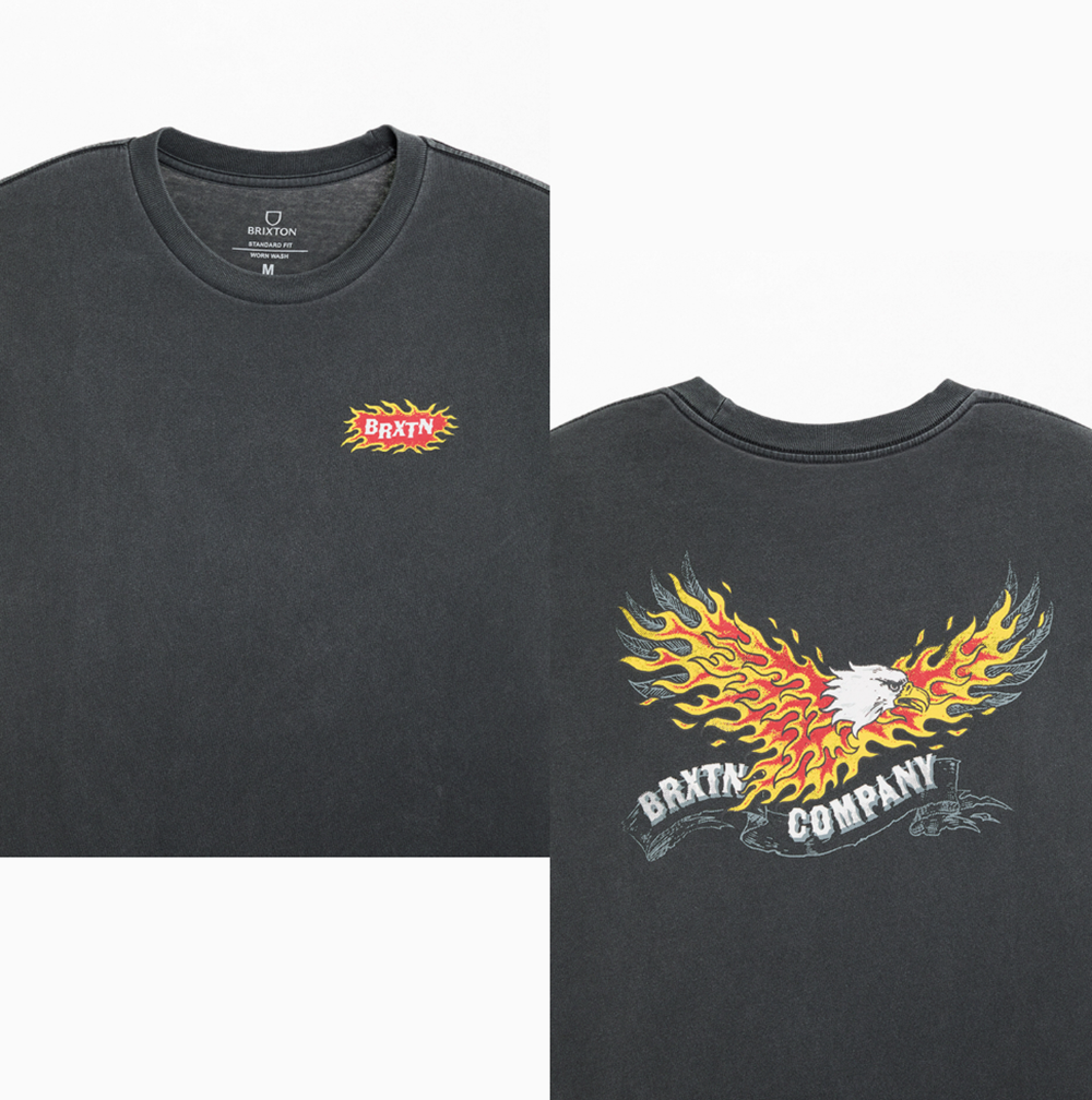 Brixton Blazing Standard SS Tshirt Black Washed