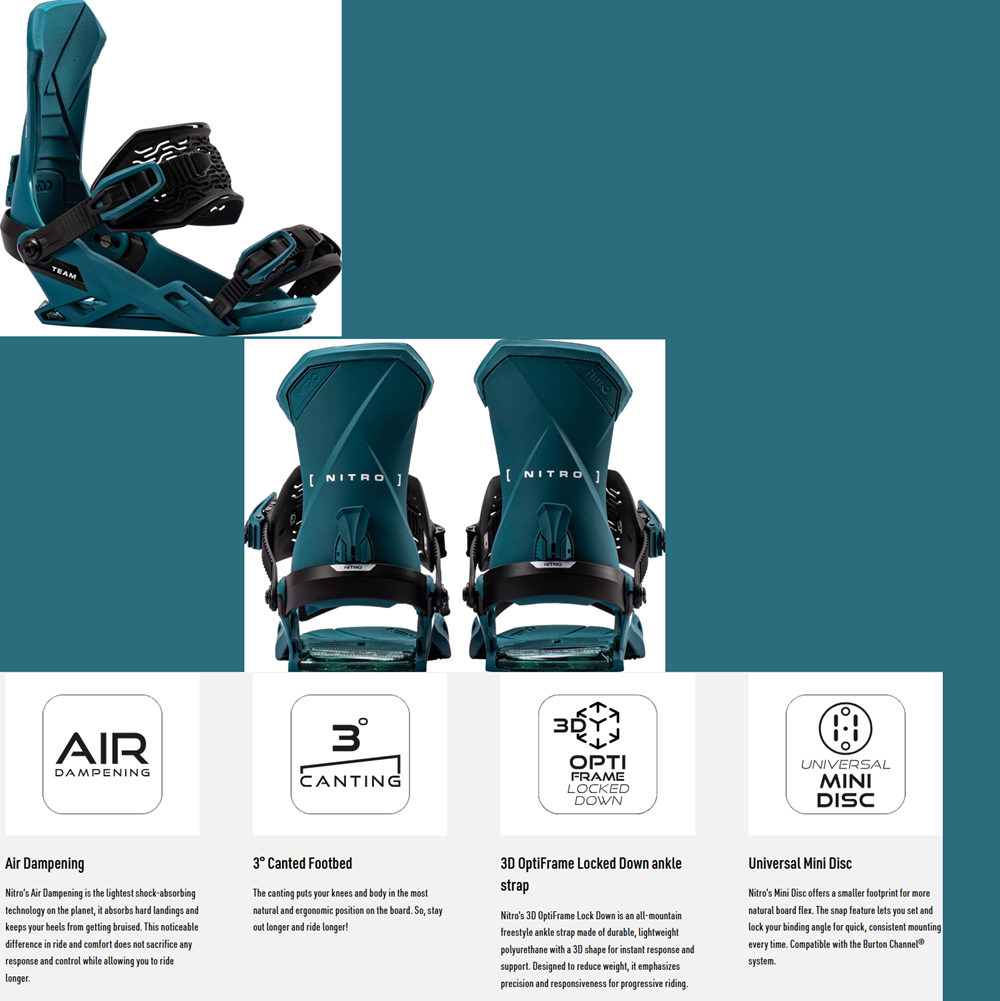Nitro Team Snowboard Bindings 2027 Deep Teal Large