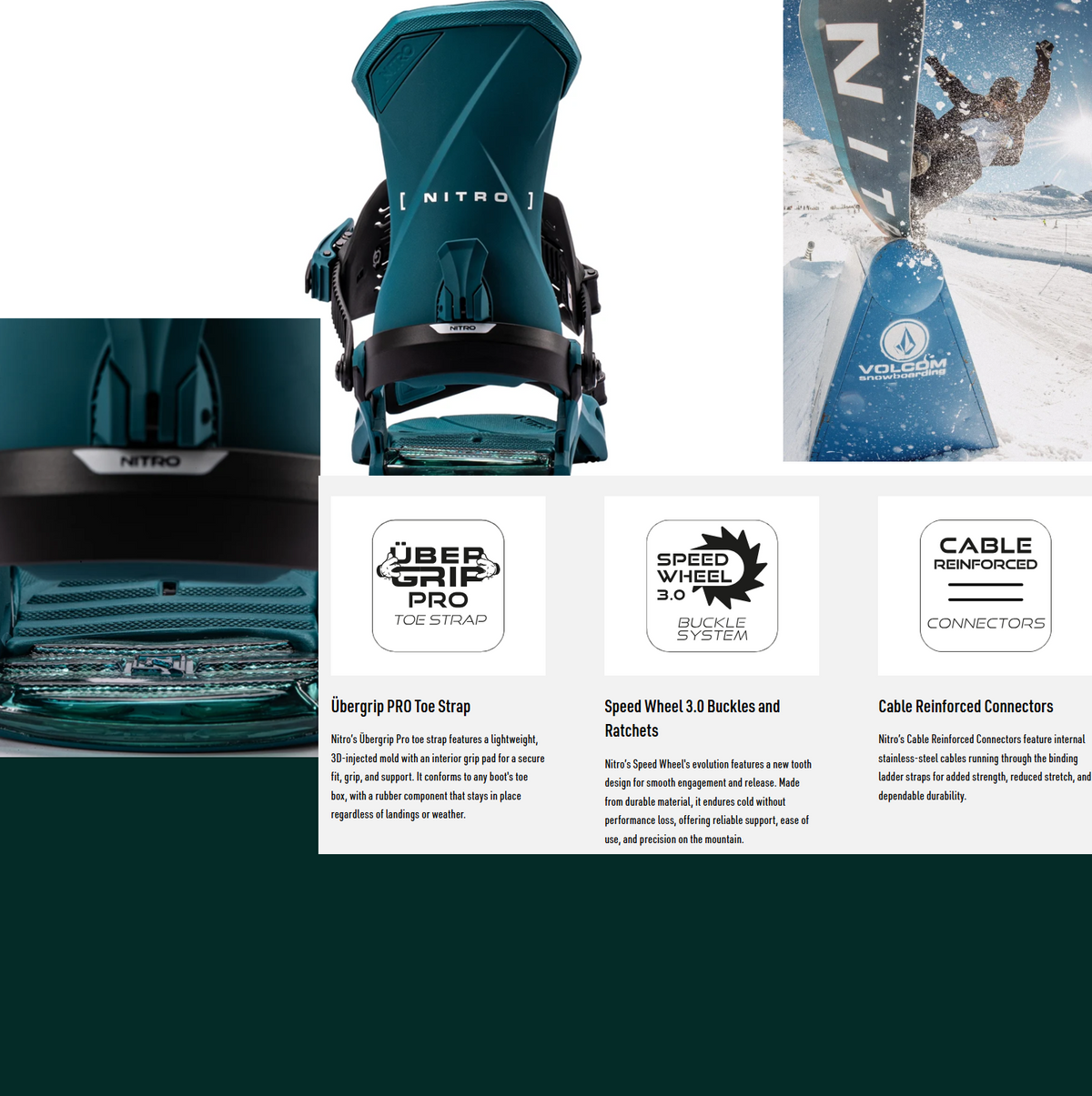 Nitro Team Snowboard Bindings 2027 Deep Teal Large
