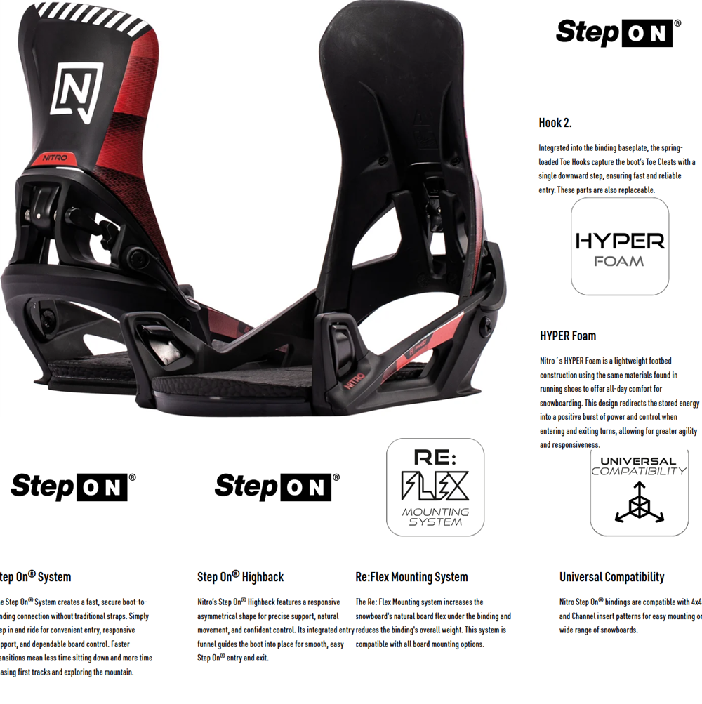 Nitro StepOn Snowboard Bindings 2027 White Medium