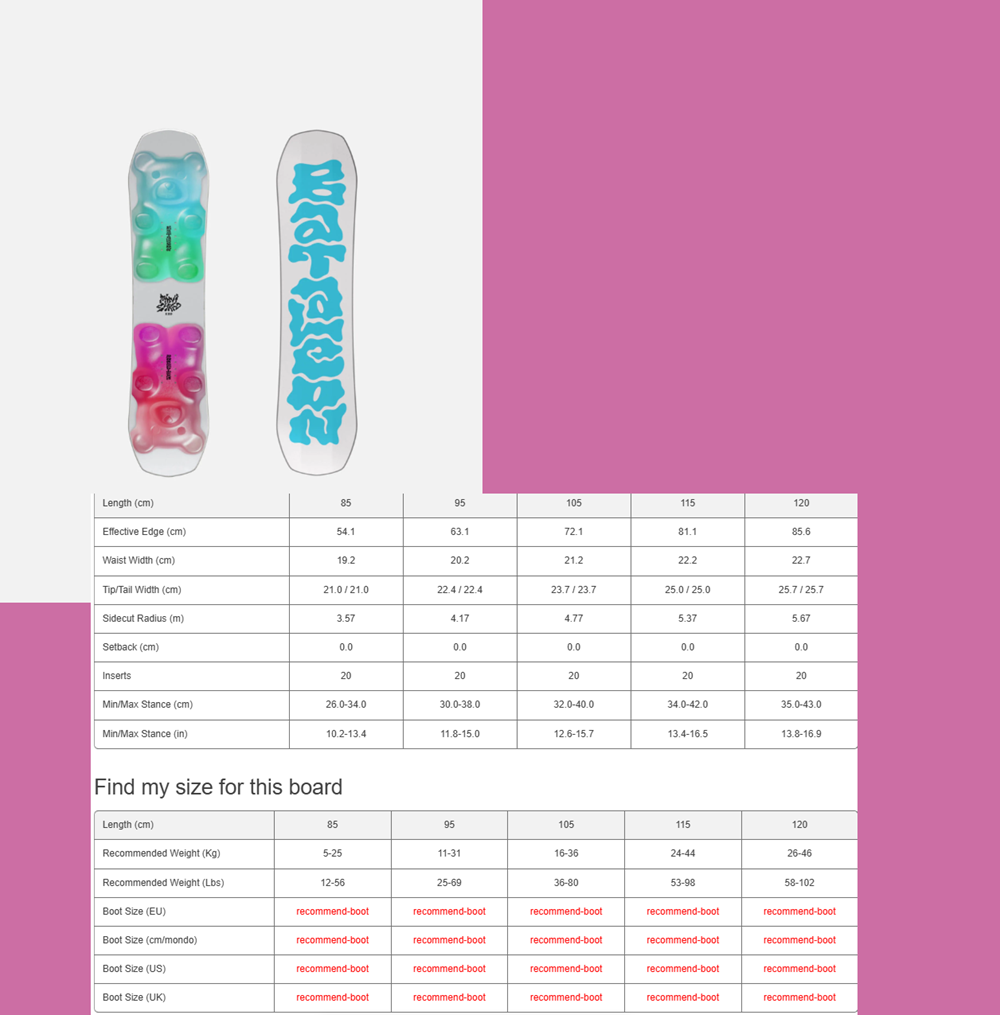 Bataleon Minishred Snowboard 2027 White 120