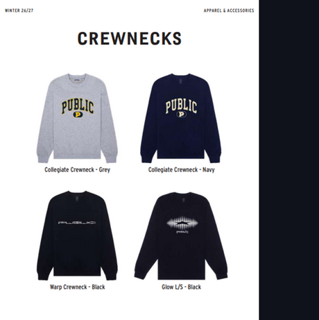 Public Collegiate Crewneck Sweatshirt Grey
