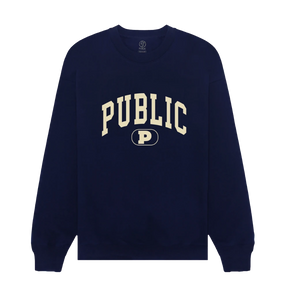 Public Collegiate Crewneck Sweatshirt Navy