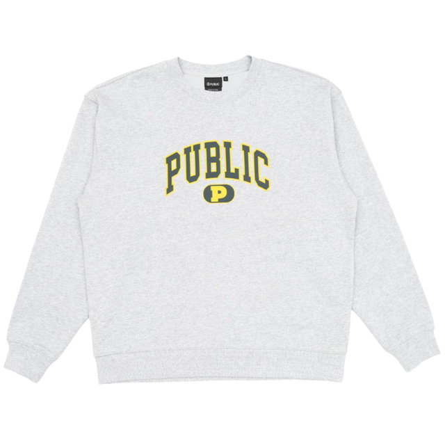 Public Collegiate Crewneck Sweatshirt Grey