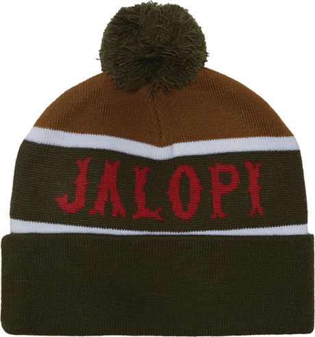 ANTI HERO ZAMBONY POM BEANIE OLIVE/GOLD/RED