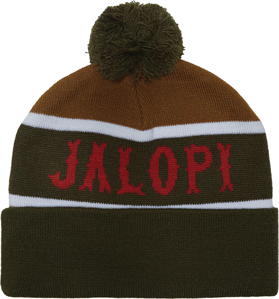 ANTI HERO ZAMBONY POM BEANIE OLIVE/GOLD/RED