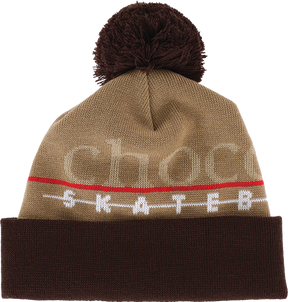 CHOCOLATE BAR POM-POM BEANIE GREY/BROWN