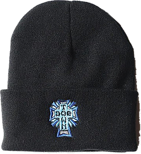 DOGTOWN CROSS LOGO BEANIE BLACK/BLUE CROSS