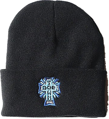 DOGTOWN CROSS LOGO BEANIE BLACK/BLUE CROSS