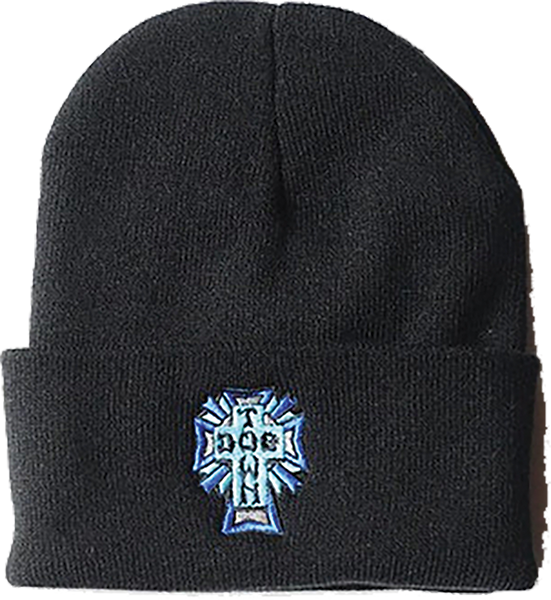 DOGTOWN CROSS LOGO BEANIE BLACK/BLUE CROSS