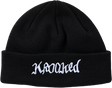 KROOKED DOUBLE OK SCRIPT CUFF BEANIE BLACK/WHITE