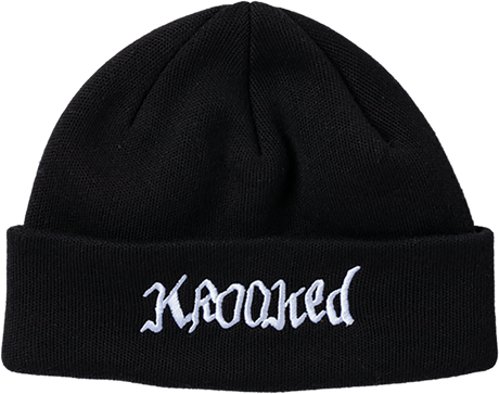 KROOKED DOUBLE OK SCRIPT CUFF BEANIE BLACK/WHITE